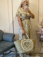 Summer Leaf Maxi Dress - Coffee/Cream