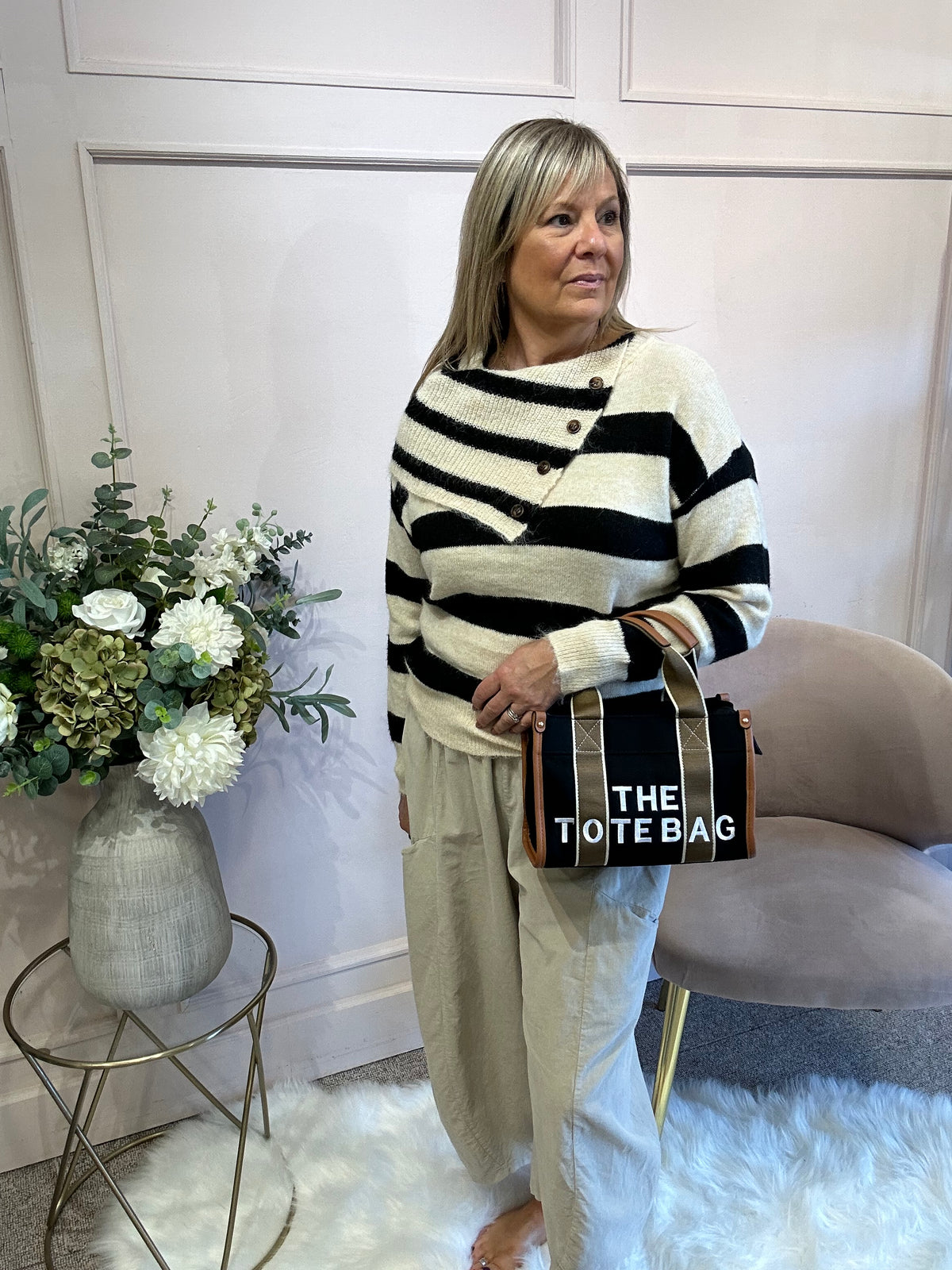 Bold Stripe Jumper - Cream/Black