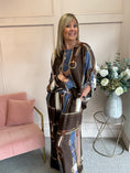 Load image into Gallery viewer, Horse & Bridle Silk Top - Brown/Blue - Wardrobe By Simone
