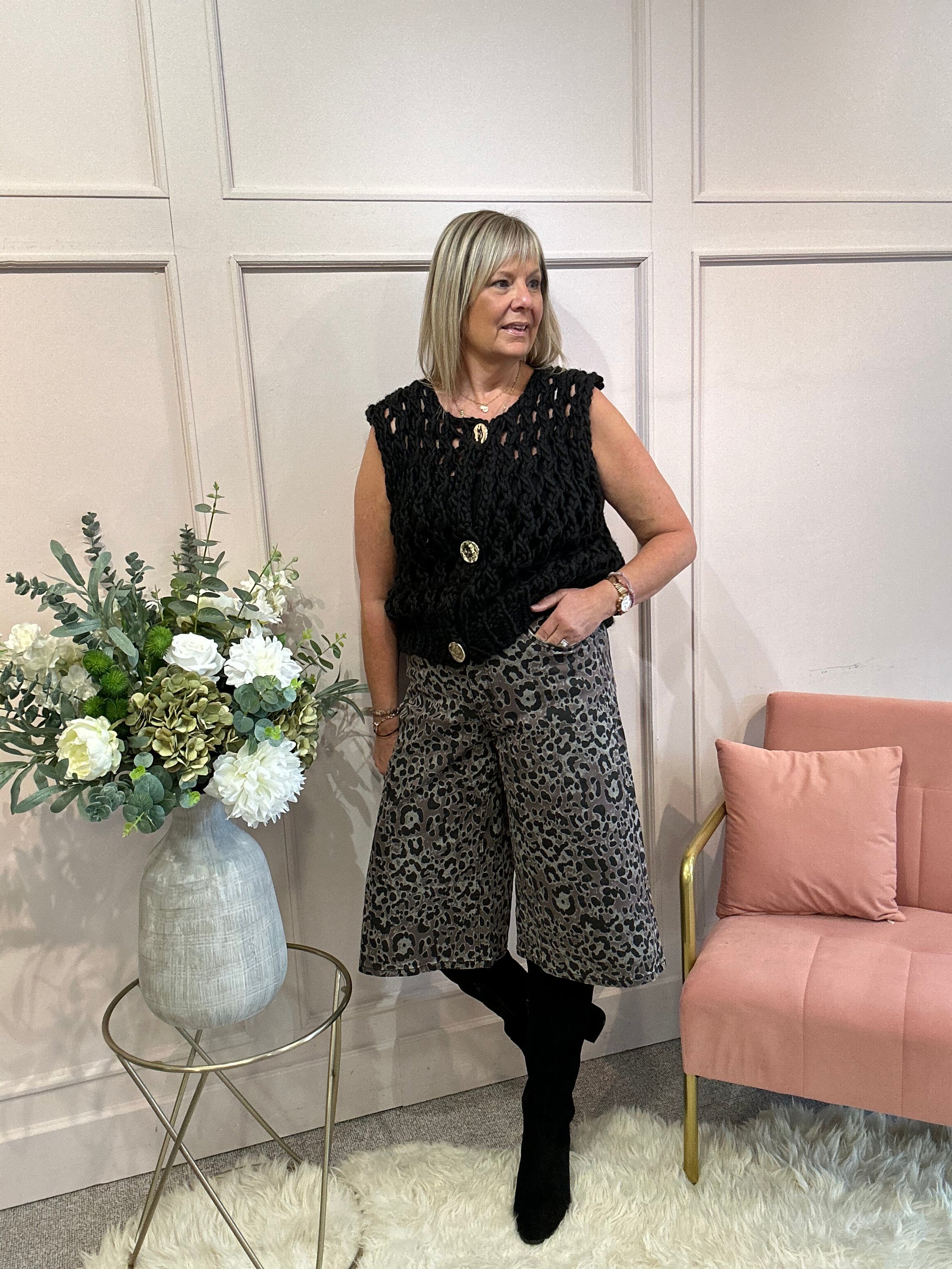 Chunky Knit Waistcoat - Black - Wardrobe By Simone