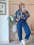 Load image into Gallery viewer, Floral Print Shirt/Jacket - Blue/Cream
