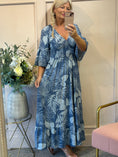 Load image into Gallery viewer, Maxi V Neckline Dress  - Blue/White

