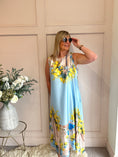 Load image into Gallery viewer, Santorini & Lemons Maxi Dress- Aqua Blue
