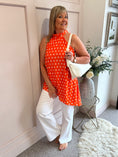 Load image into Gallery viewer, Polka Dot Halter Neck Top - Orange/White - Wardrobe By Simone
