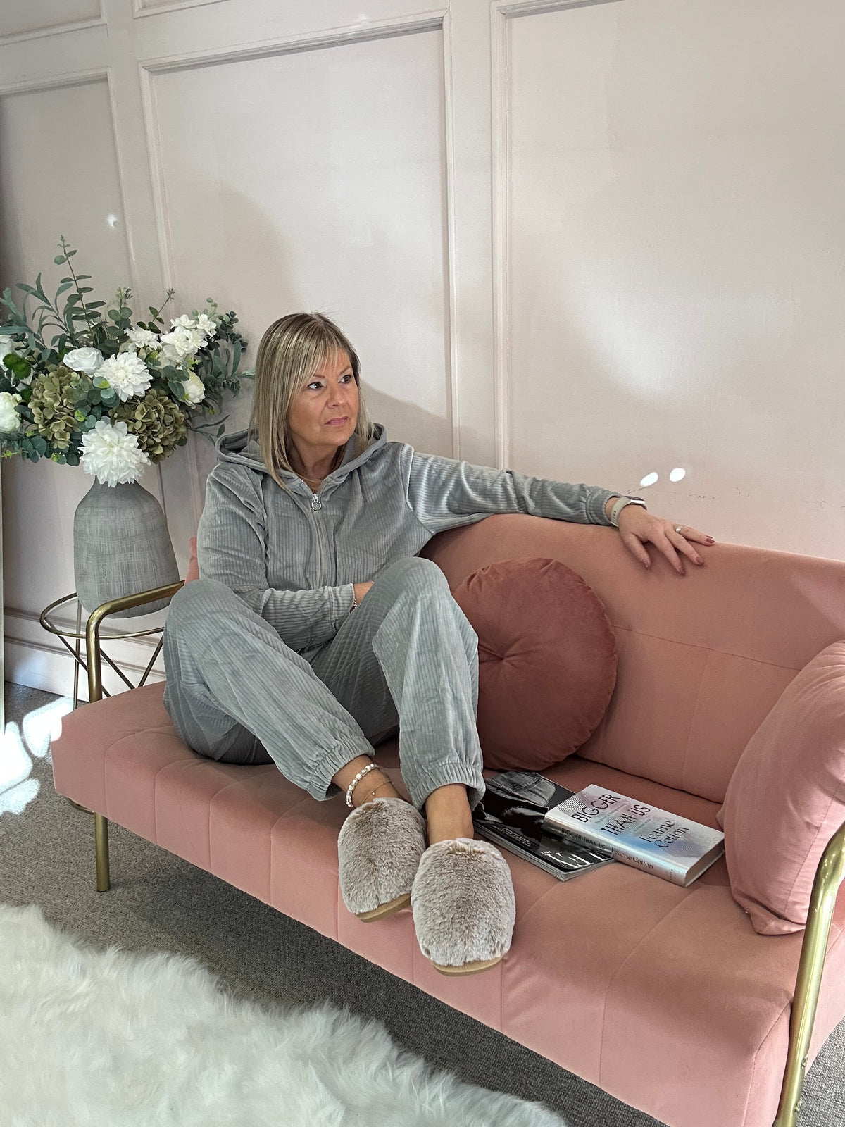 Ribbed Cosy Lounge Set - Light Grey