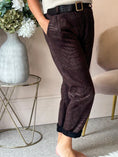 Load image into Gallery viewer, Belted Leaf Embossed Pant - Brown
