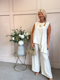Load image into Gallery viewer, Sleeveless Asymmetrical Top & Pants Set - Cream One Size
