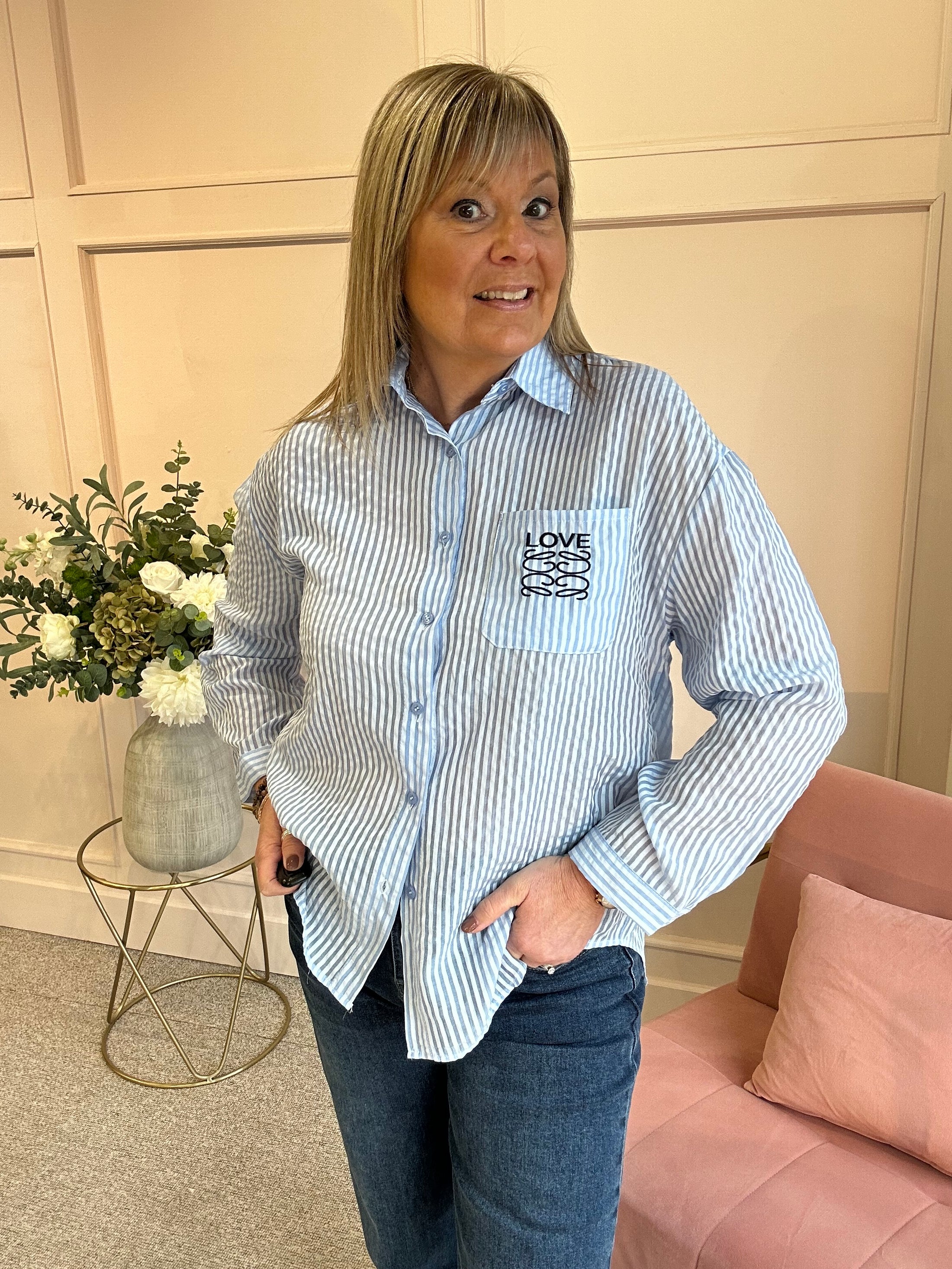 Love Stripe Shirt - Blue