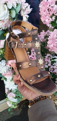 Load image into Gallery viewer, Gold Stud & Star Strap Sandal - Bronze - Wardrobe By Simone
