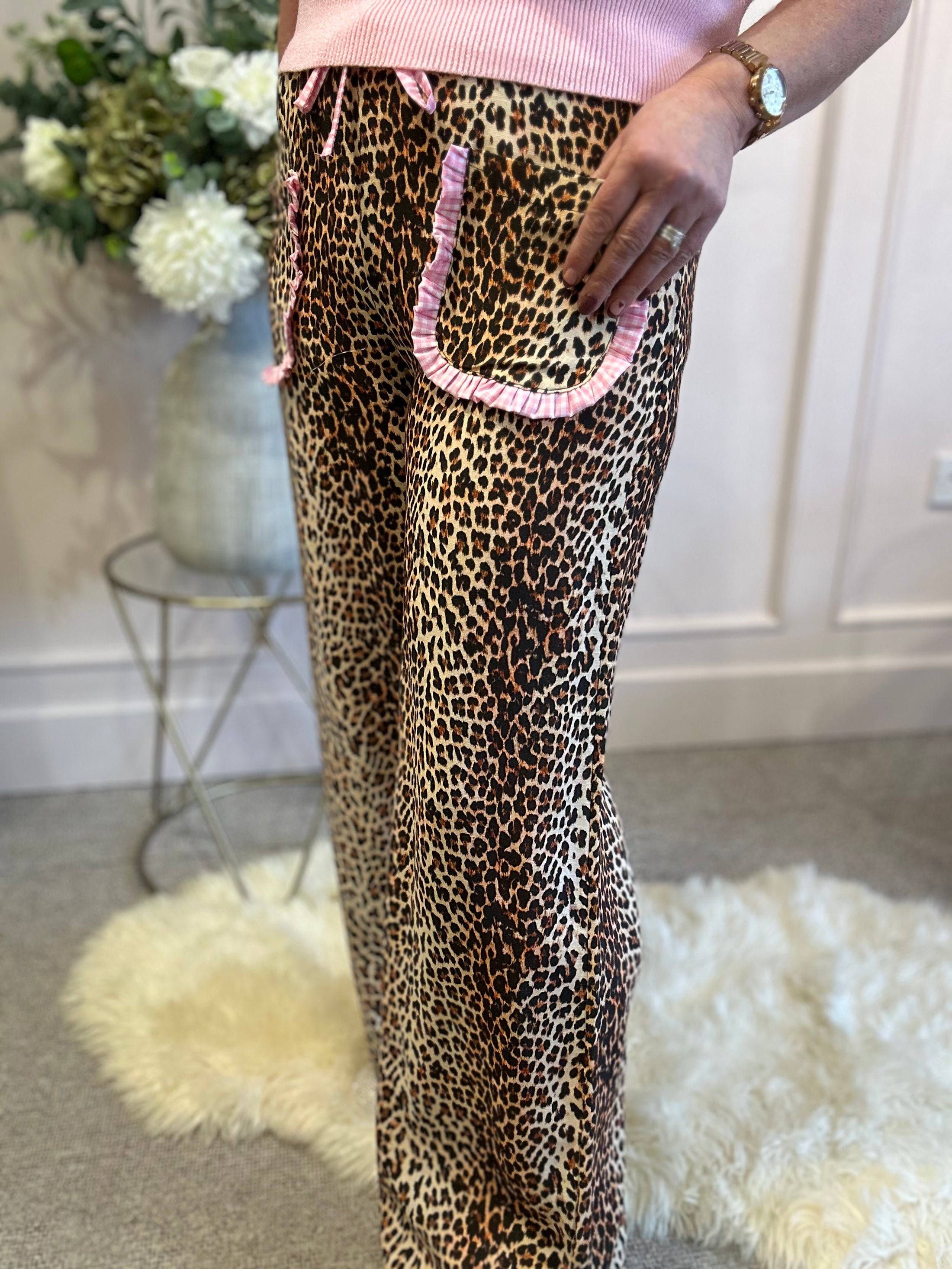 Leopard & Touch Of Gingham Pant - Leopard