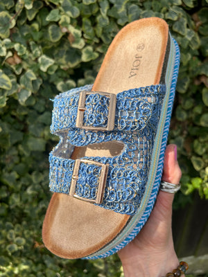 Lace Weave Band Mule - Blue