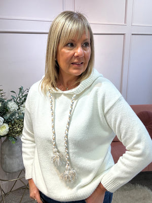 Knitted Hoody Jumper - Cream
