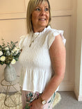 Load image into Gallery viewer, Cute Peplum Top  - White - Wardrobe By Simone
