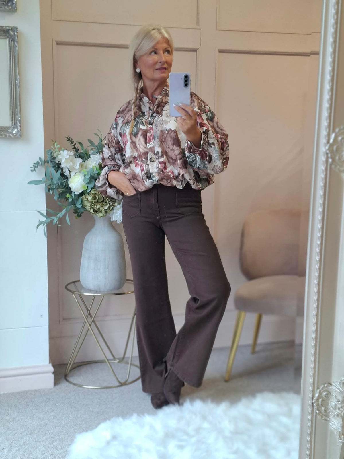 Floral Print Shirt/Jacket - Browns/Burgundy