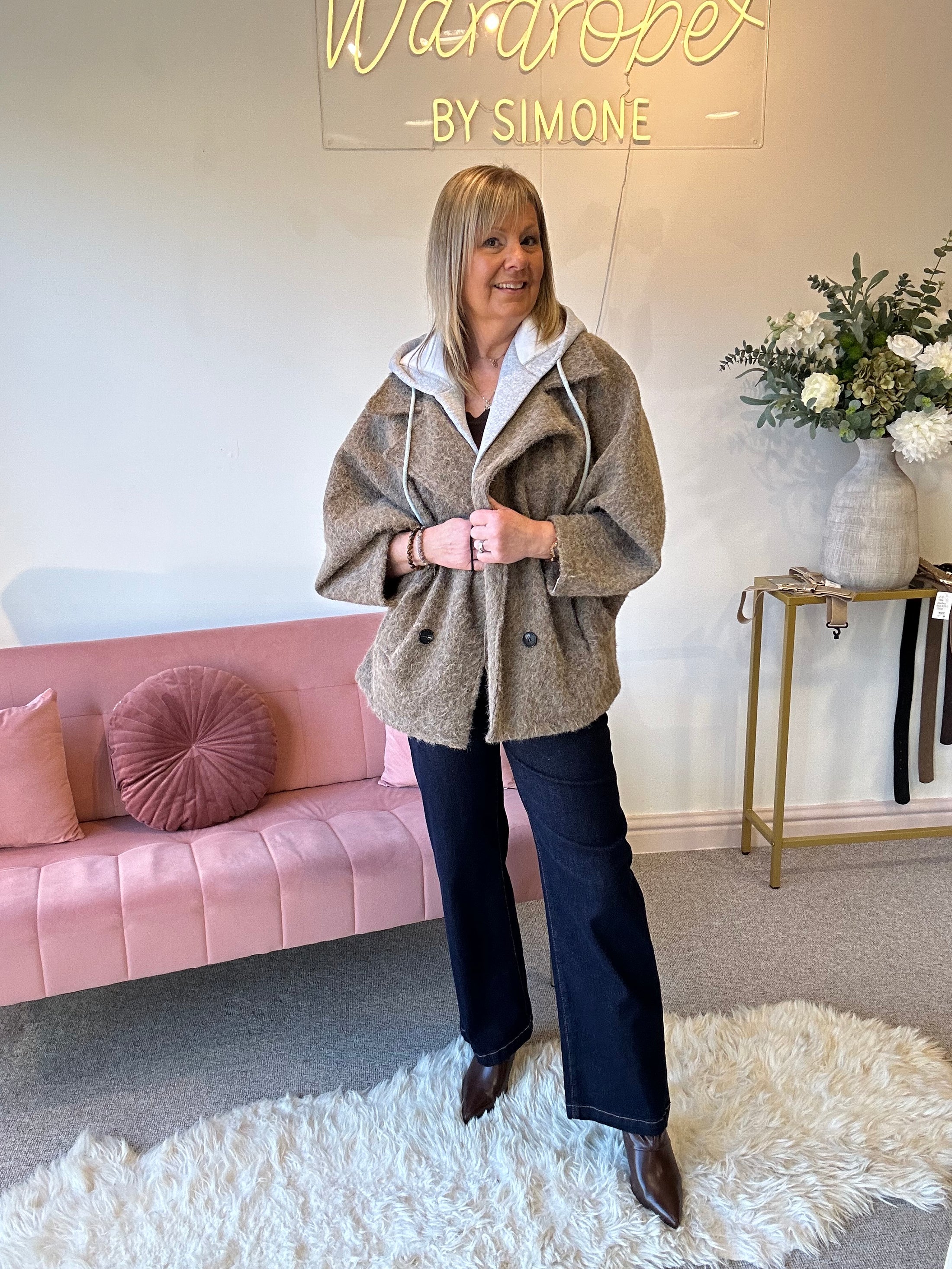 Short Hoody Inserted Jacket - Taupe