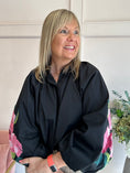Load image into Gallery viewer, Floral Embroidered Sleeve Shirt - Black
