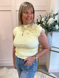 Load image into Gallery viewer, Flower Pearl Detailed Top  - Yellow - Wardrobe By Simone
