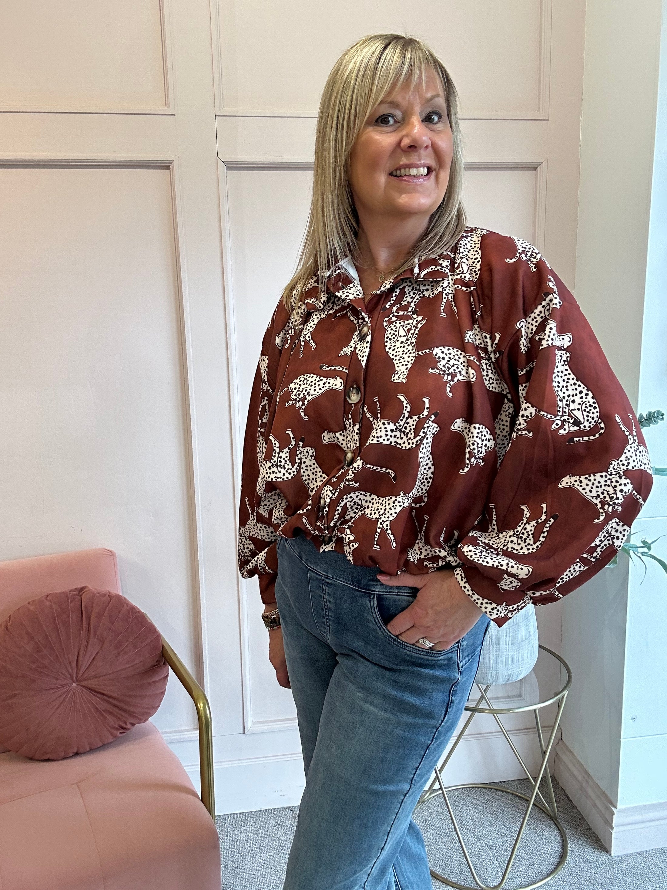Leopard Jacket/Shirt - Rust - Wardrobe By Simone