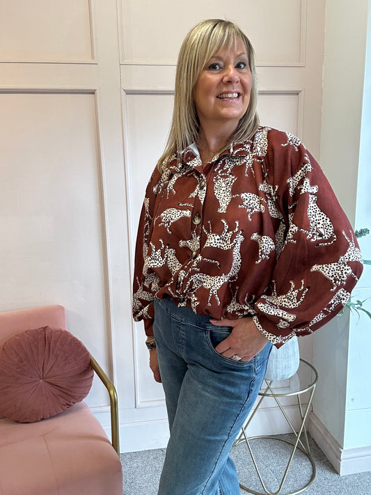 Leopard Jacket/Shirt - Rust - Wardrobe By Simone