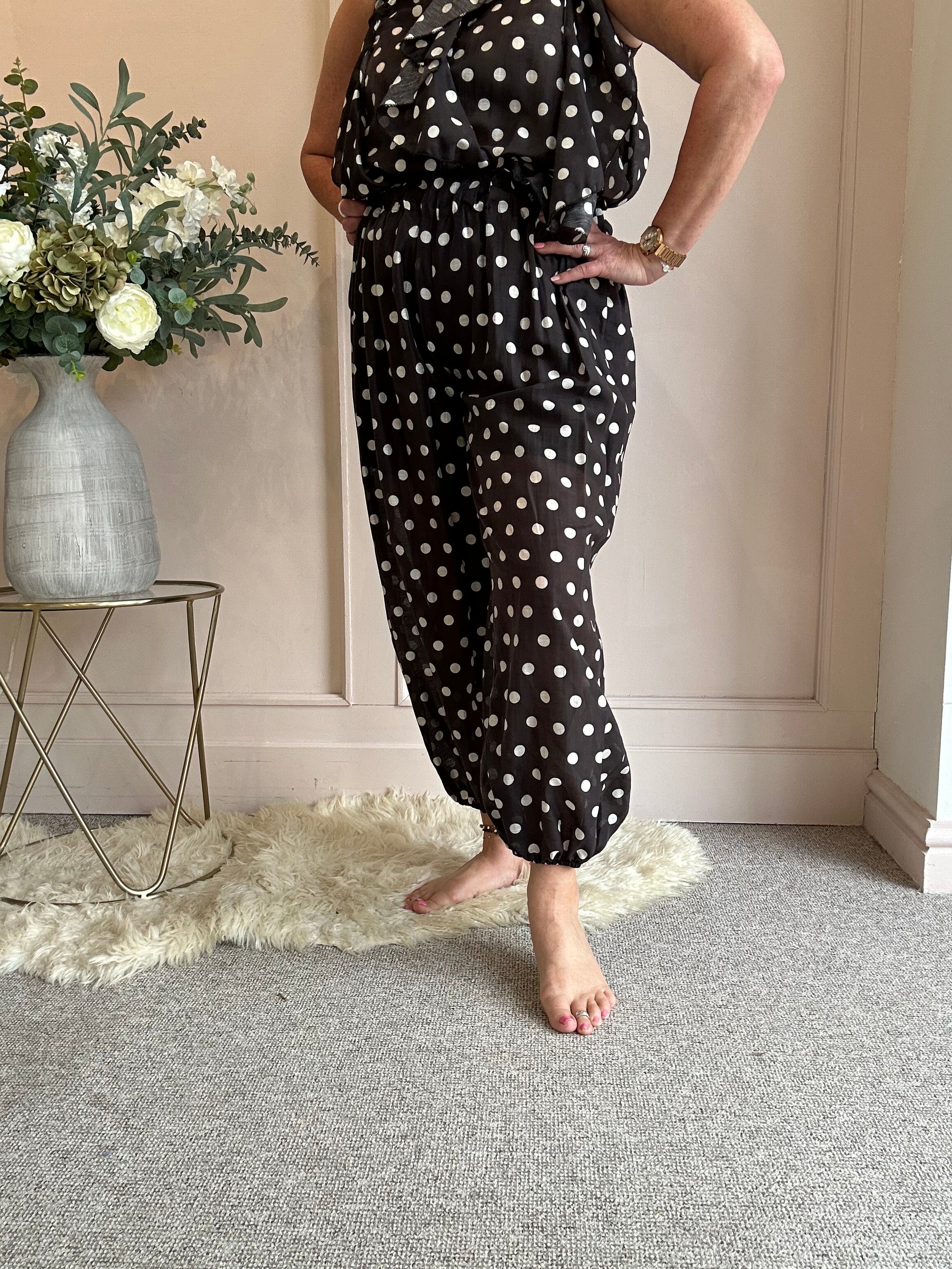 Spotty Barrel Pant - Black/White - Wardrobe By Simone