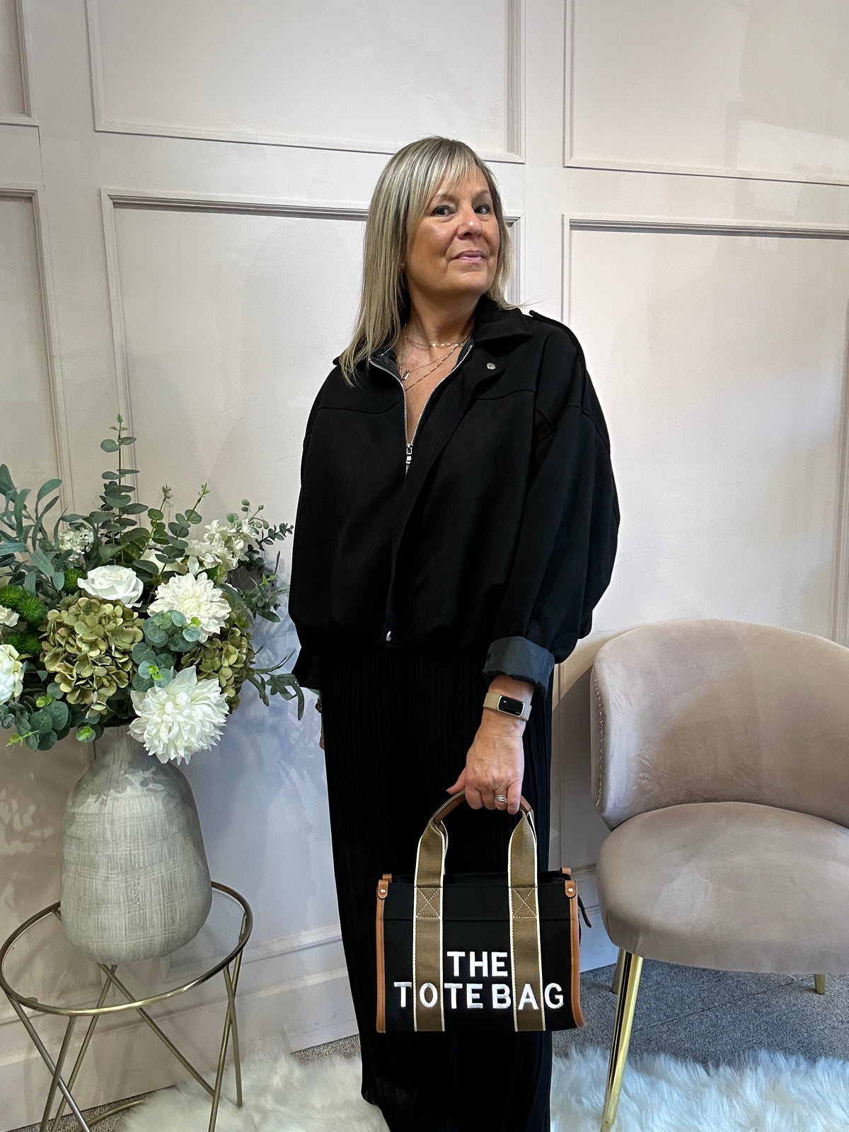 Suedette Zipped Jacket - Black