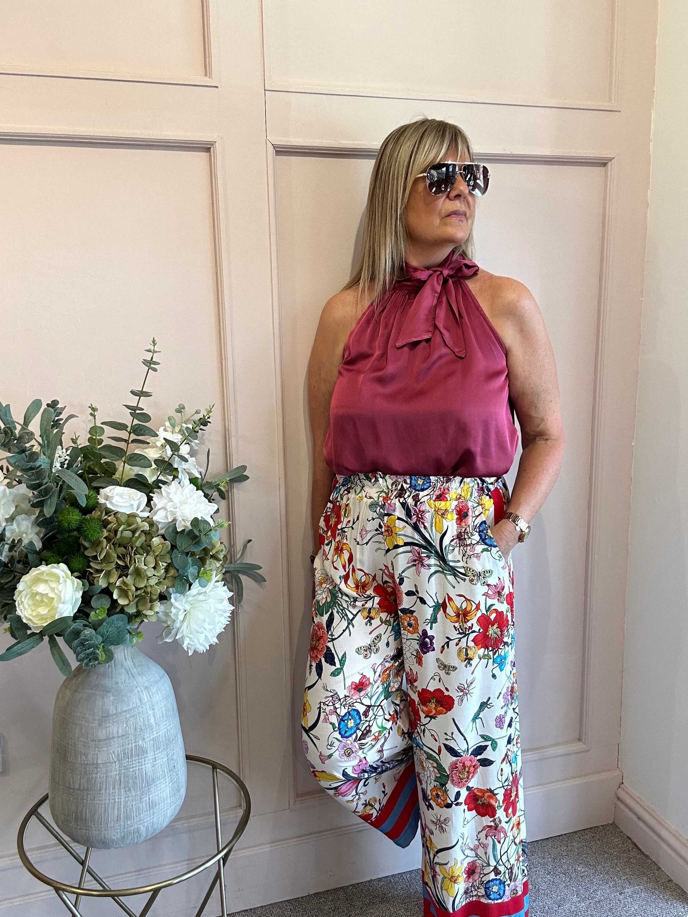 Just A Halter Neck Top - Deep Rasberry