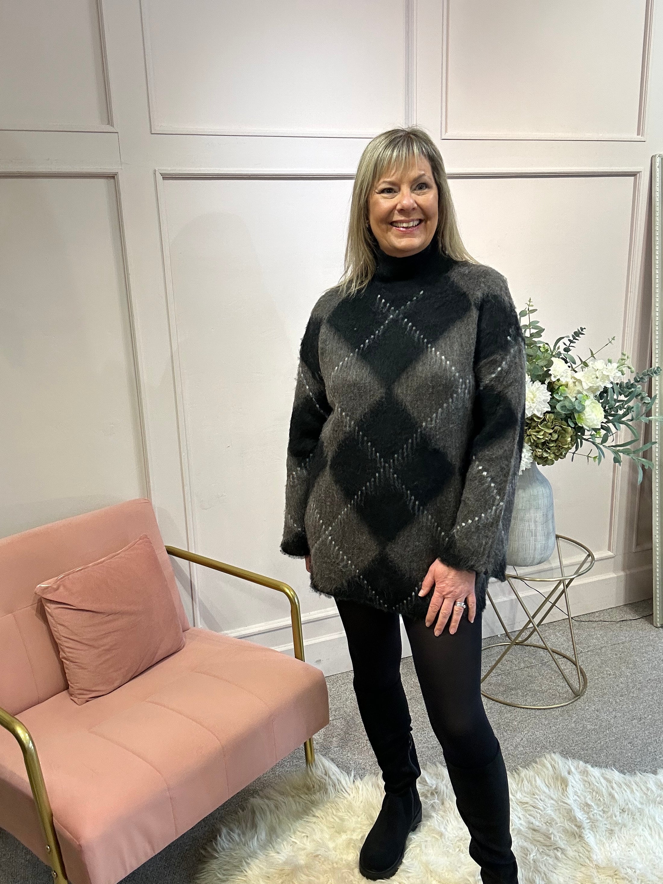 Jumper Dress - Brown/Black