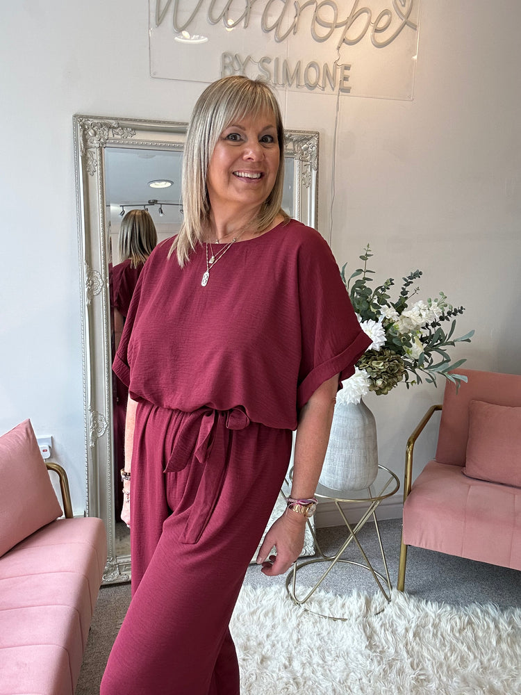 Stylish Jumpsuit - Burgundy