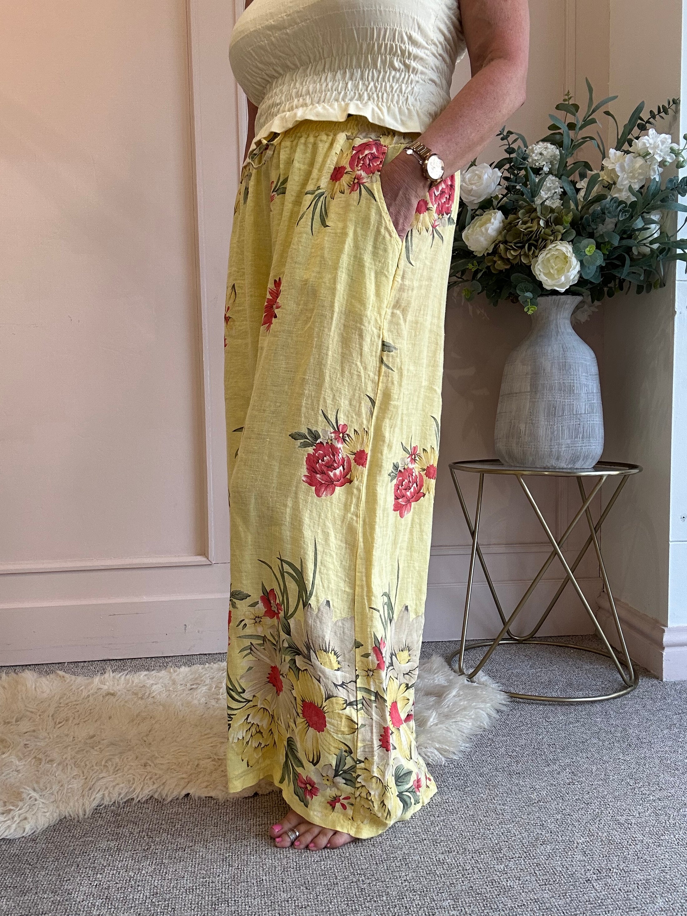 Sunshine Flowers Palazzo Pant - Yellow
