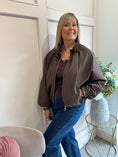 Load image into Gallery viewer, Ruffle Collar Zip Jacket - Brown

