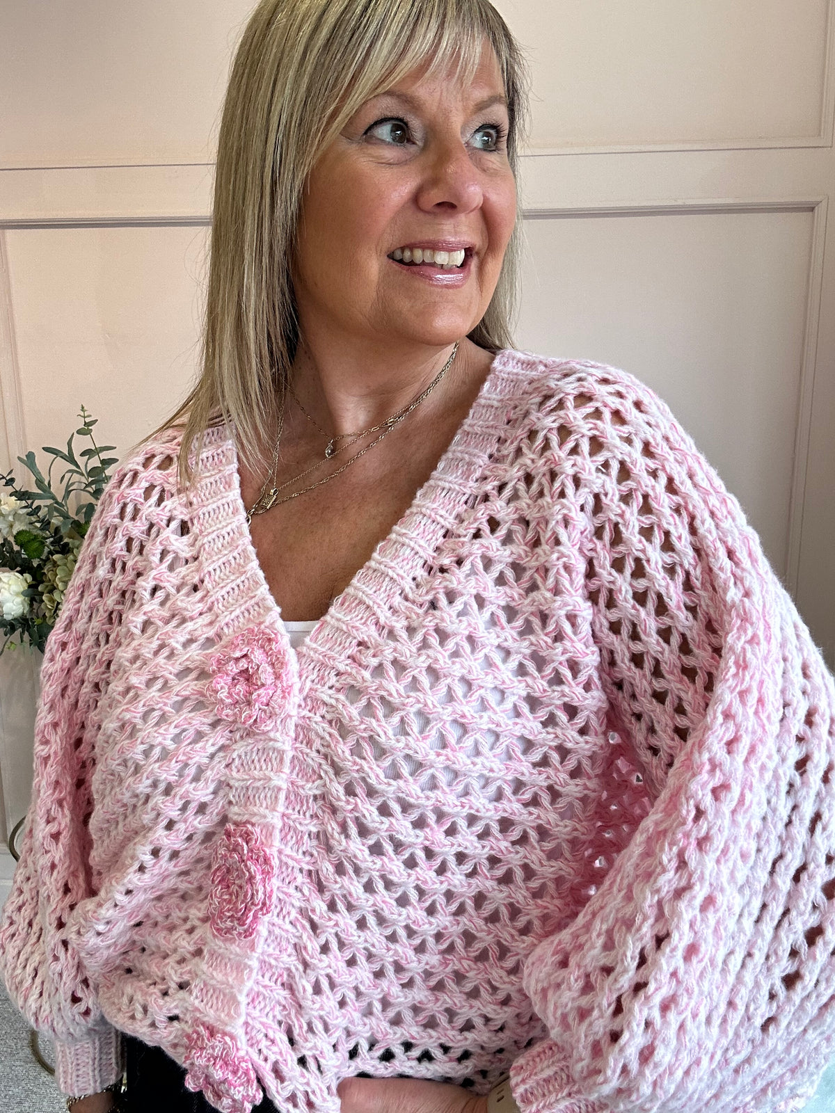 So Pretty Open Knit Cardigan - Pale Pink