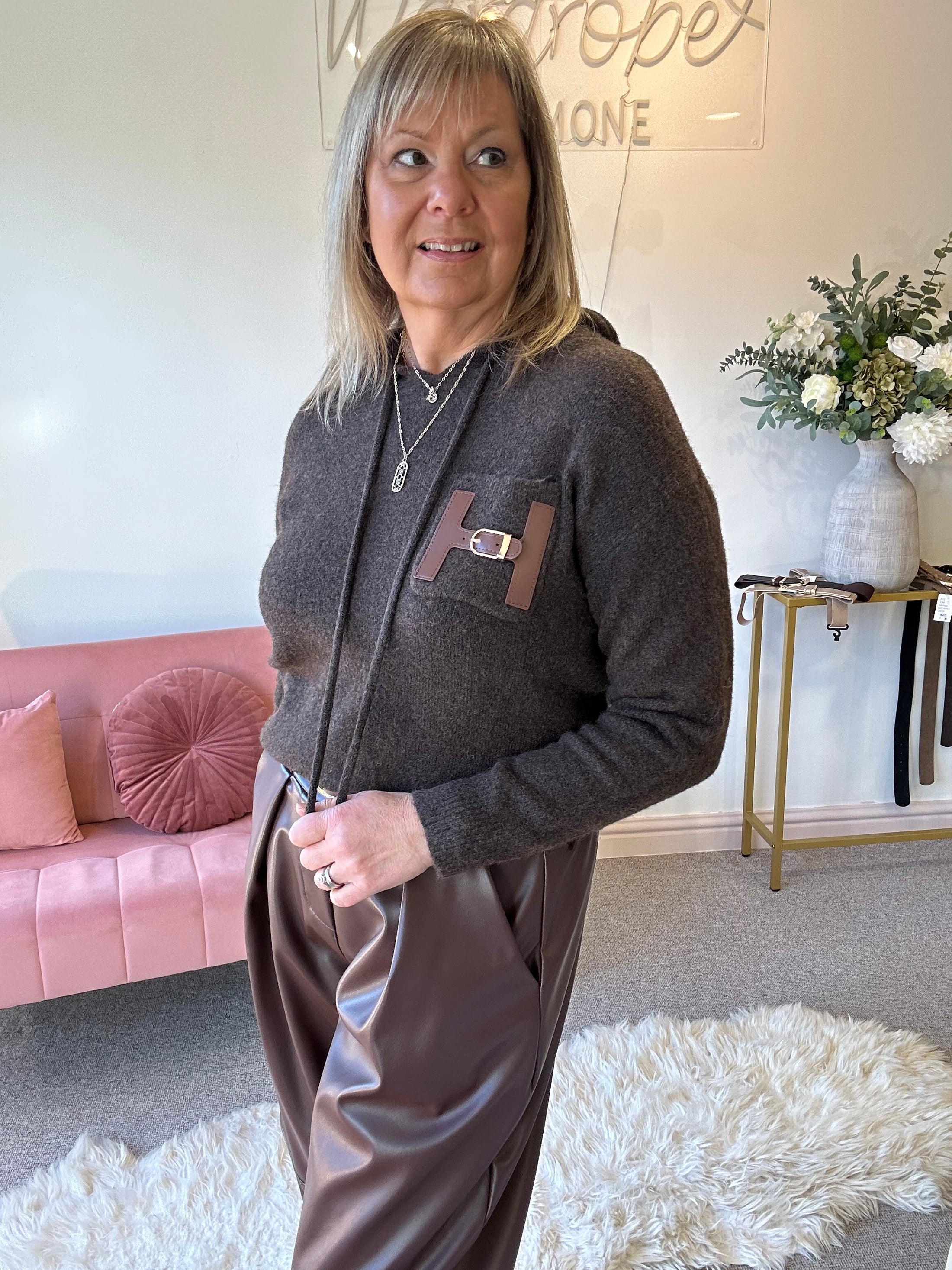 H Hoody Jumper -  Brown