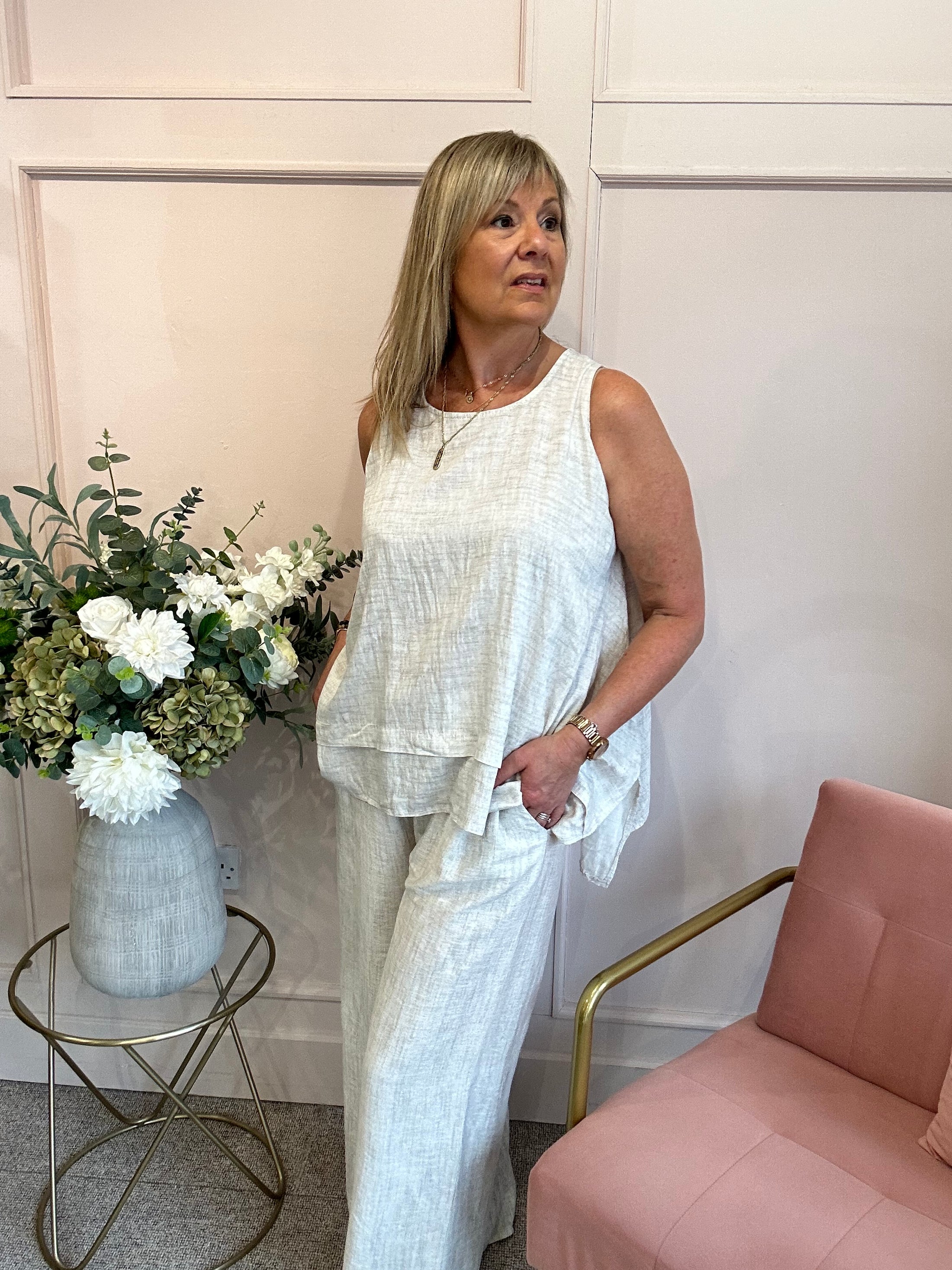 Sleeveless Top - Light Beige
