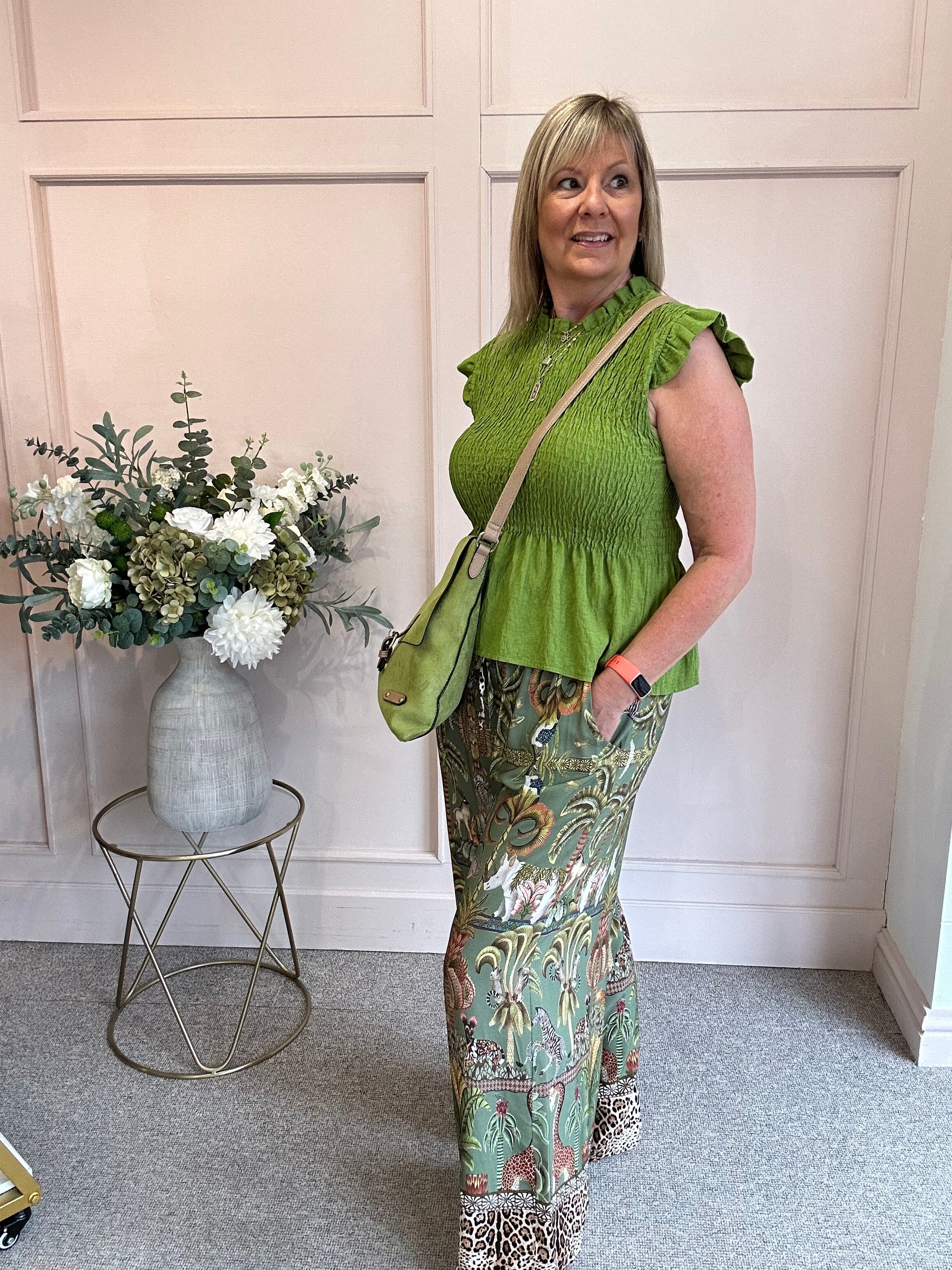 Cute Peplum Top  - Olive Green