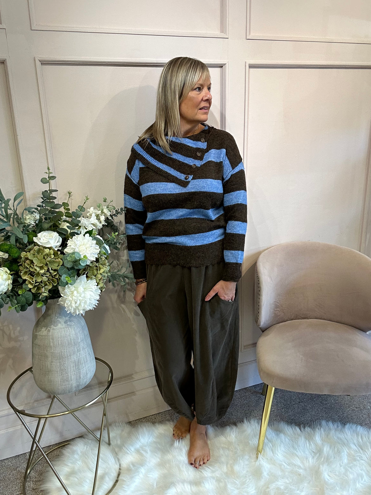 Bold Stripe Jumper - Blue/Brown