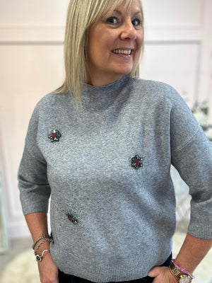 Sparkle Detail Jumper  - Grey