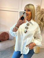 Silver Button & Sparkle Shirt - White