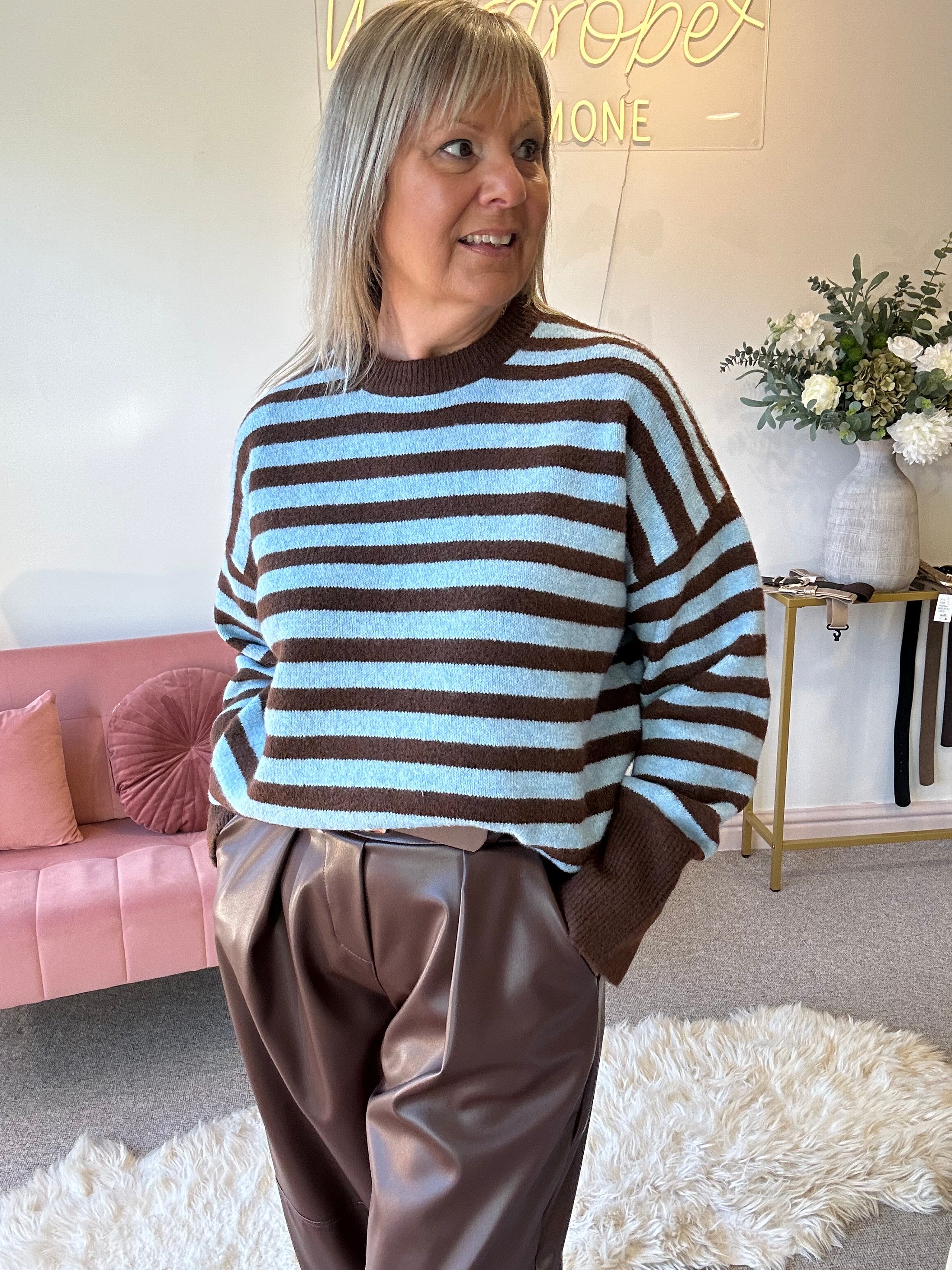 Fun Striped Jumper -  Blue/Brown