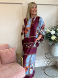Load image into Gallery viewer, Horse & Bridle Silk Top - Burgundy/Blue - Wardrobe By Simone
