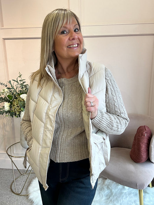 Padded Gilet  - Soft Beige - Wardrobe By Simone