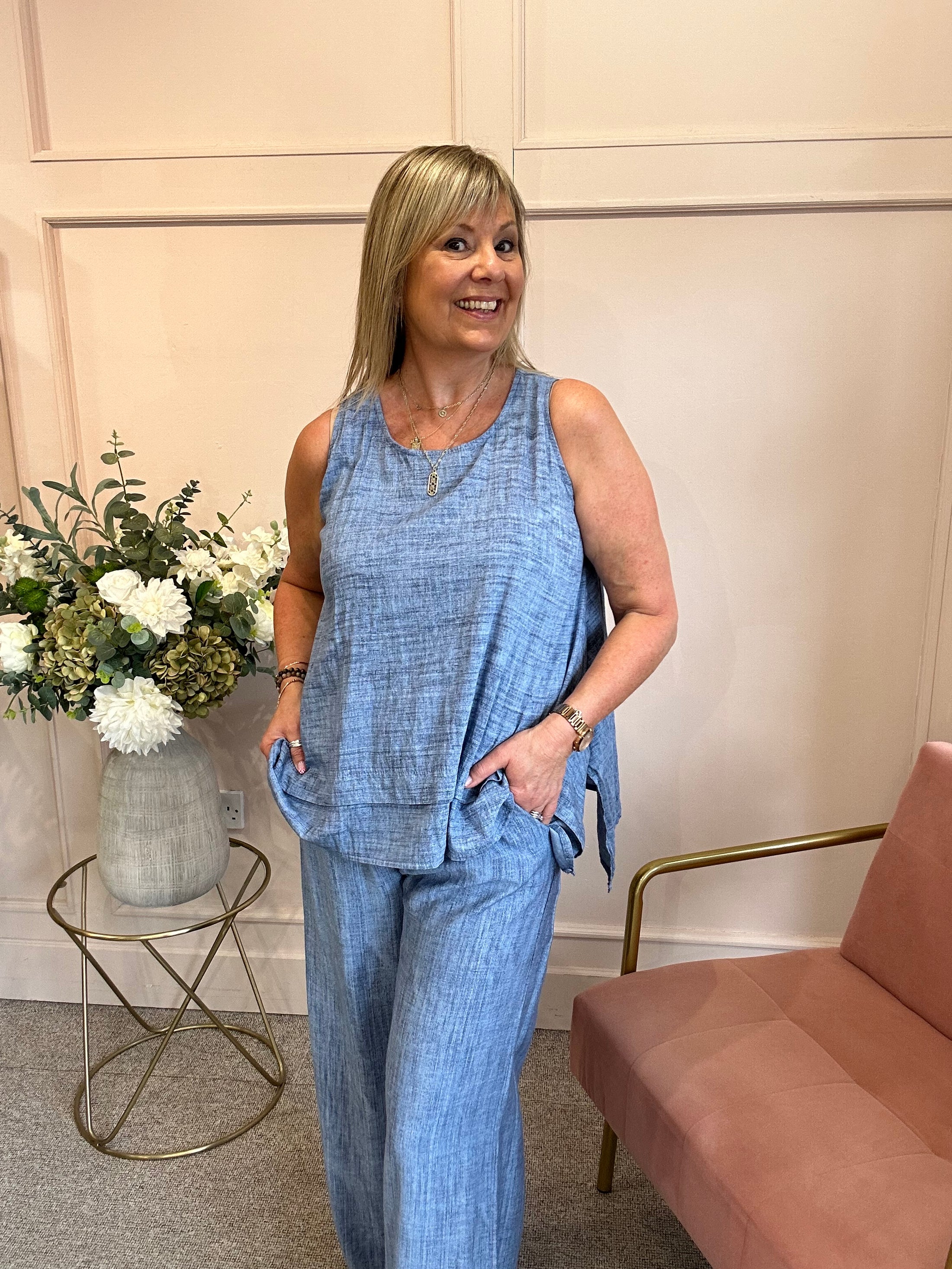 Sleeveless Top - Mid Blue