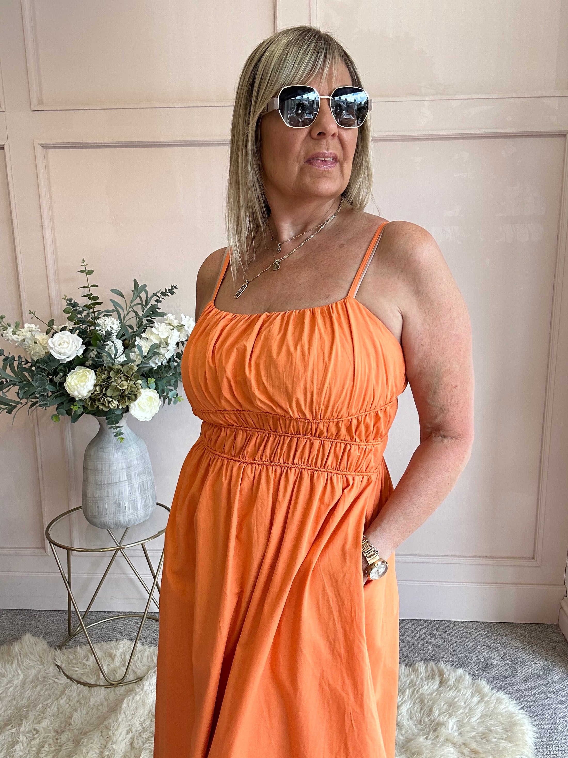 Midi Dress - Orange - Wardrobe By Simone