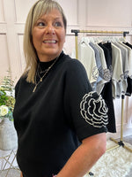 Crochet Rose Detail Jumper - Black