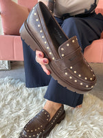 Chunky Studded Loafer - Brown