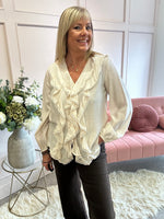 Boho Cascading Frill Shirt - Cream