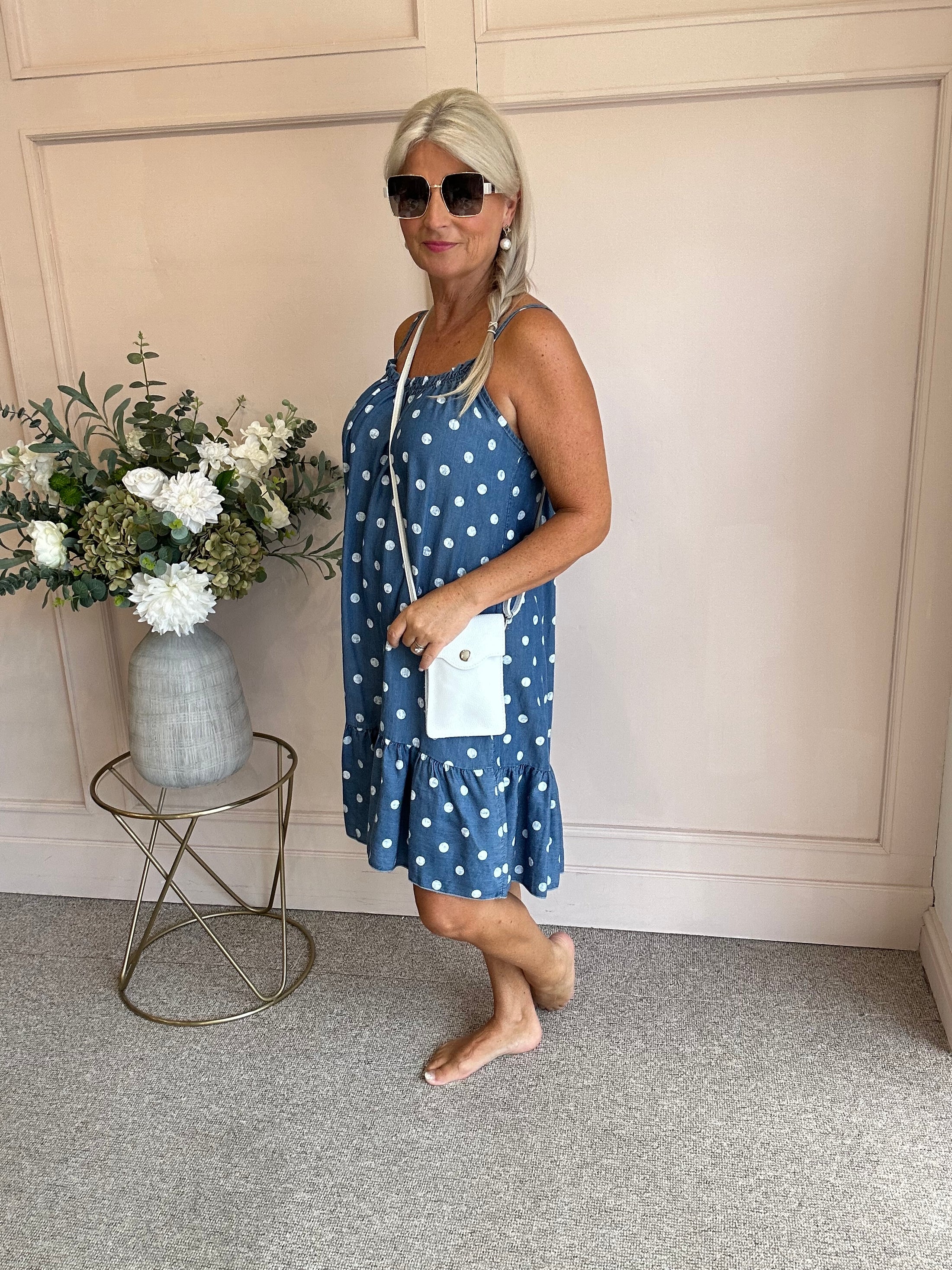 Summer Days Spotty SunDress - Denim Blue - Wardrobe By Simone