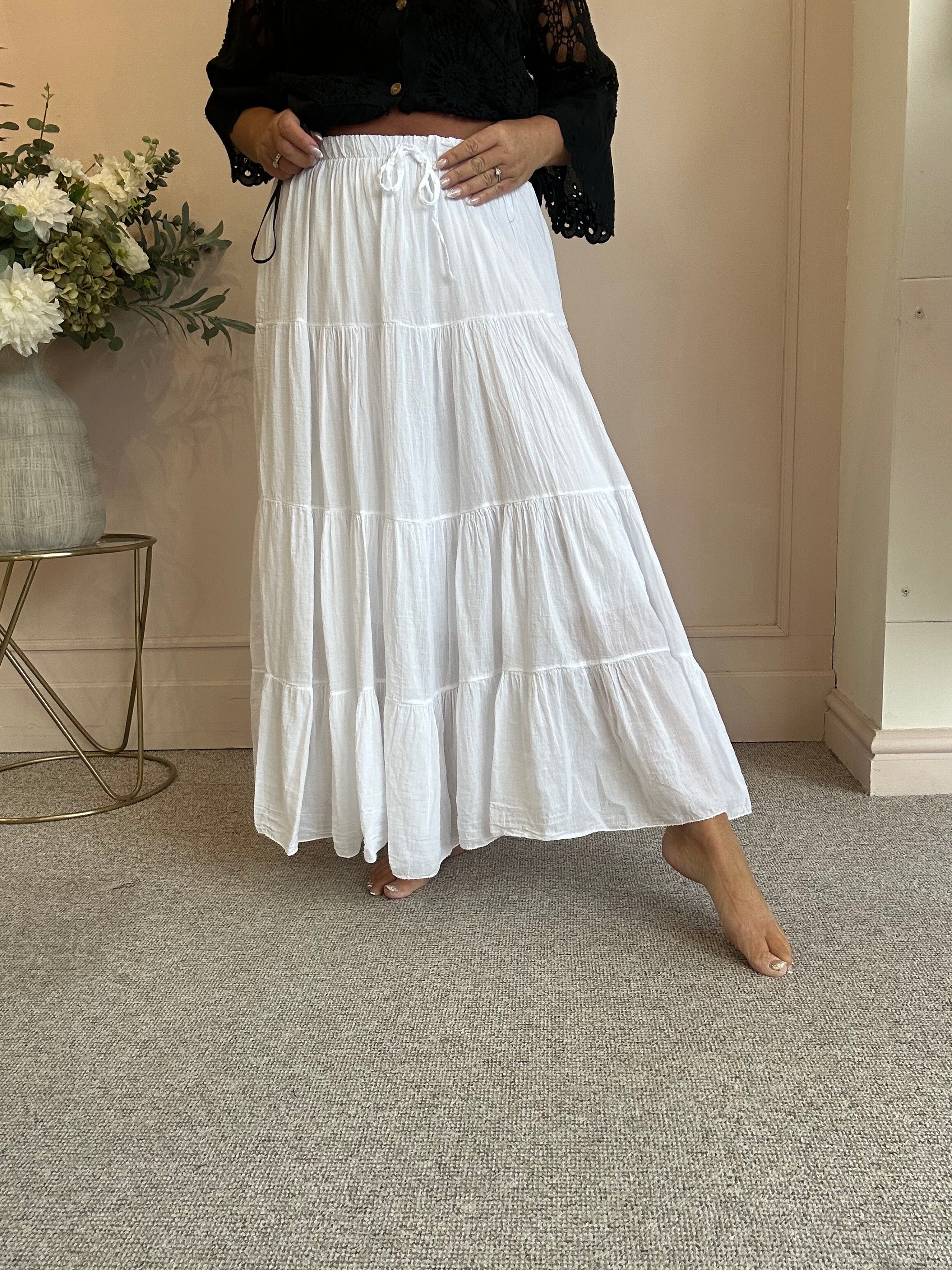 Gypsy Maxi Skirt - White - Wardrobe By Simone