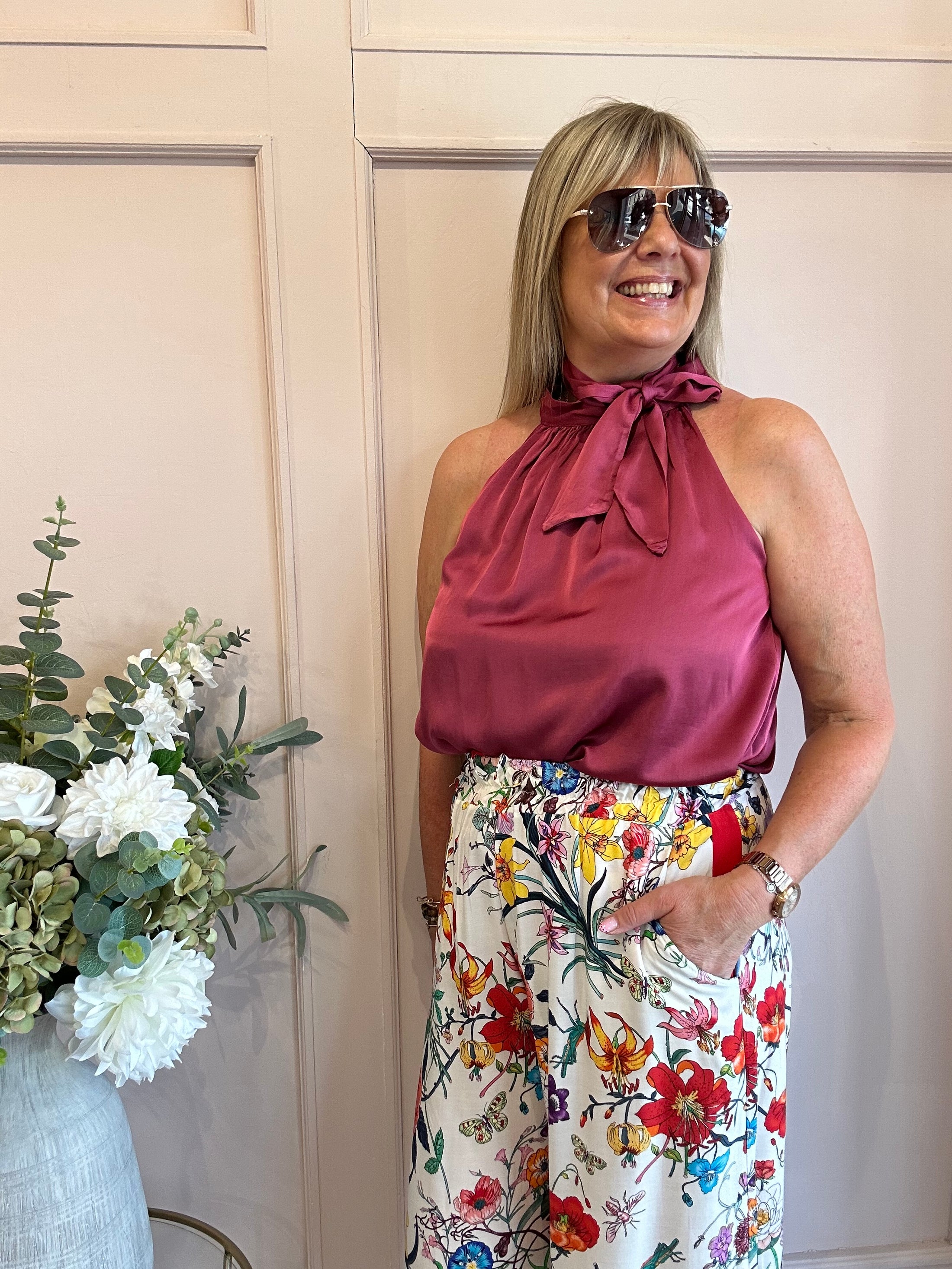 Just A Halter Neck Top - Deep Rasberry