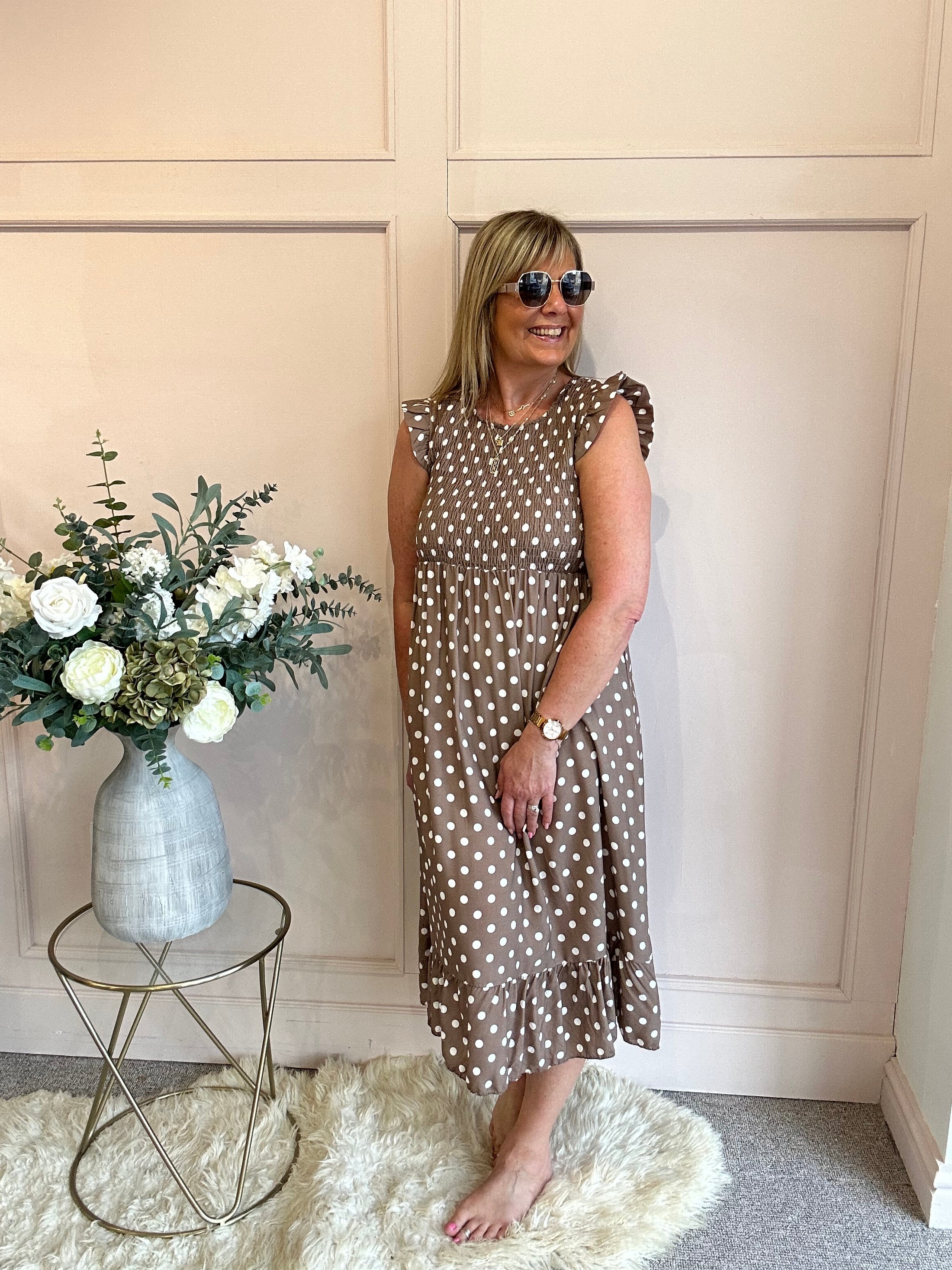 A Spotty Dotty Dress - Brown/Cream