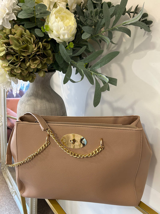 Shopper Gold Chain Bag - Light Beige